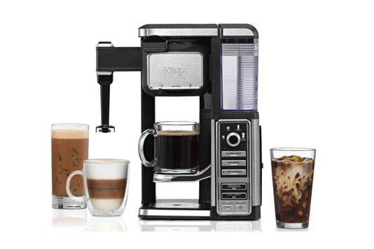 Ninja single-serve system with built-in frother.